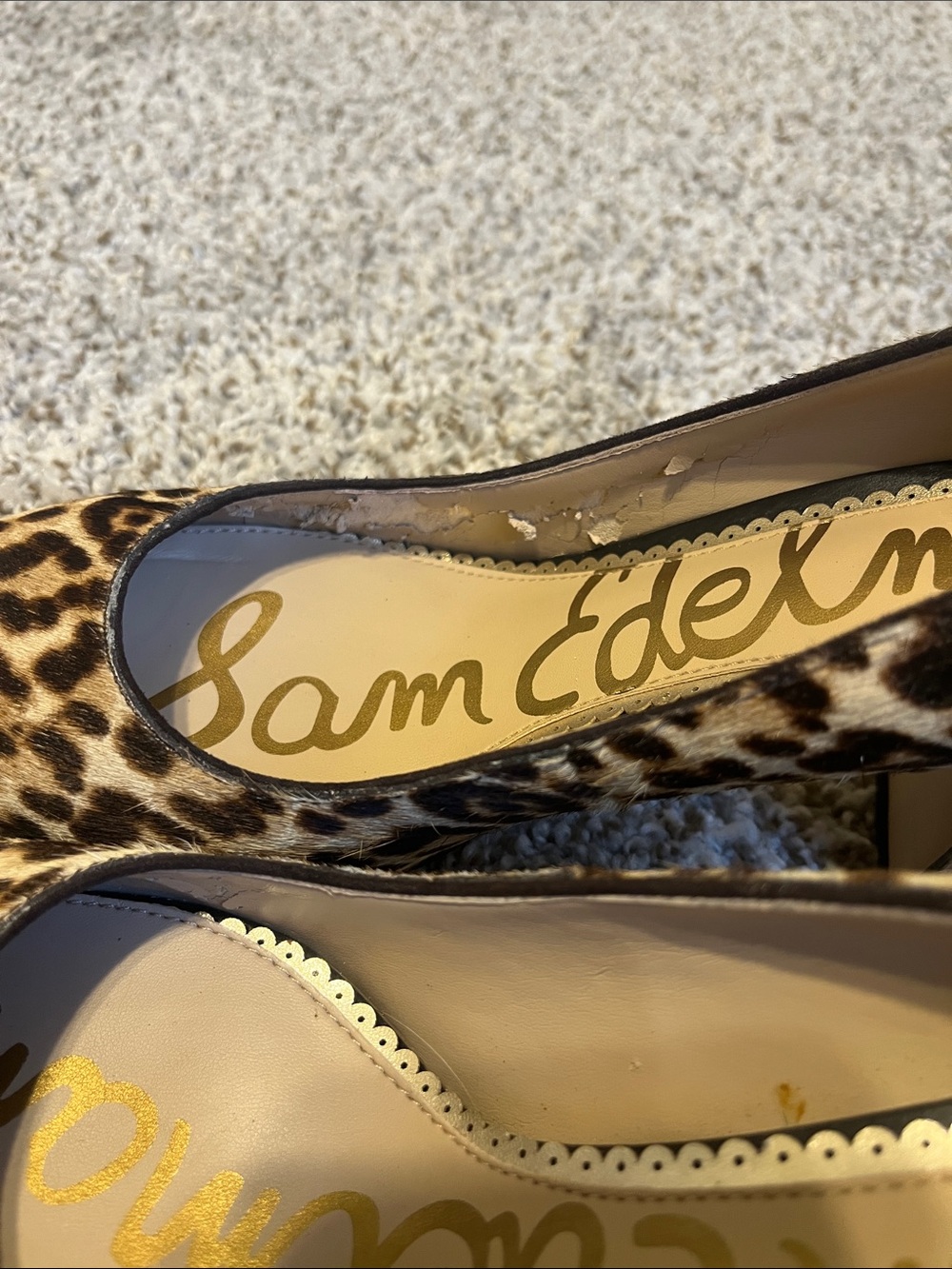 Sam Edelman “JUNIE” Leopard-Print Block Heel Pumps - Tan/Black - Picture 3 of 8